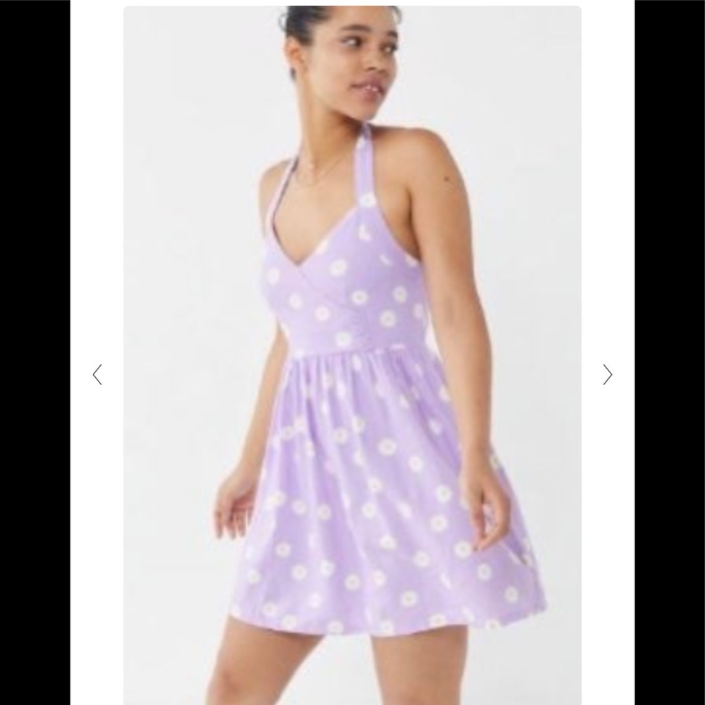 Urban Outfitters purple daisy halter mini dress Size XS